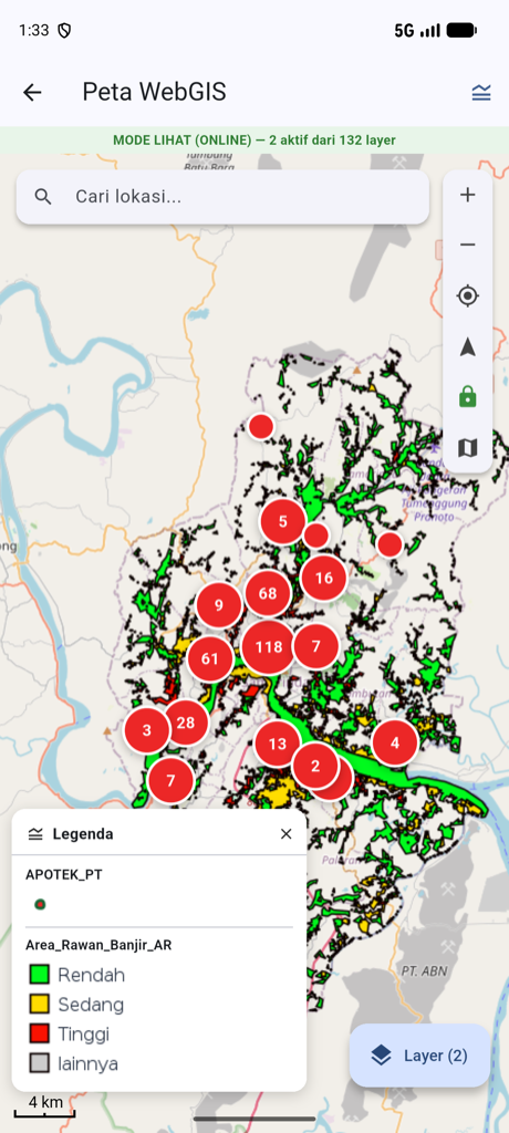 Tangkapan layar aplikasi mobile